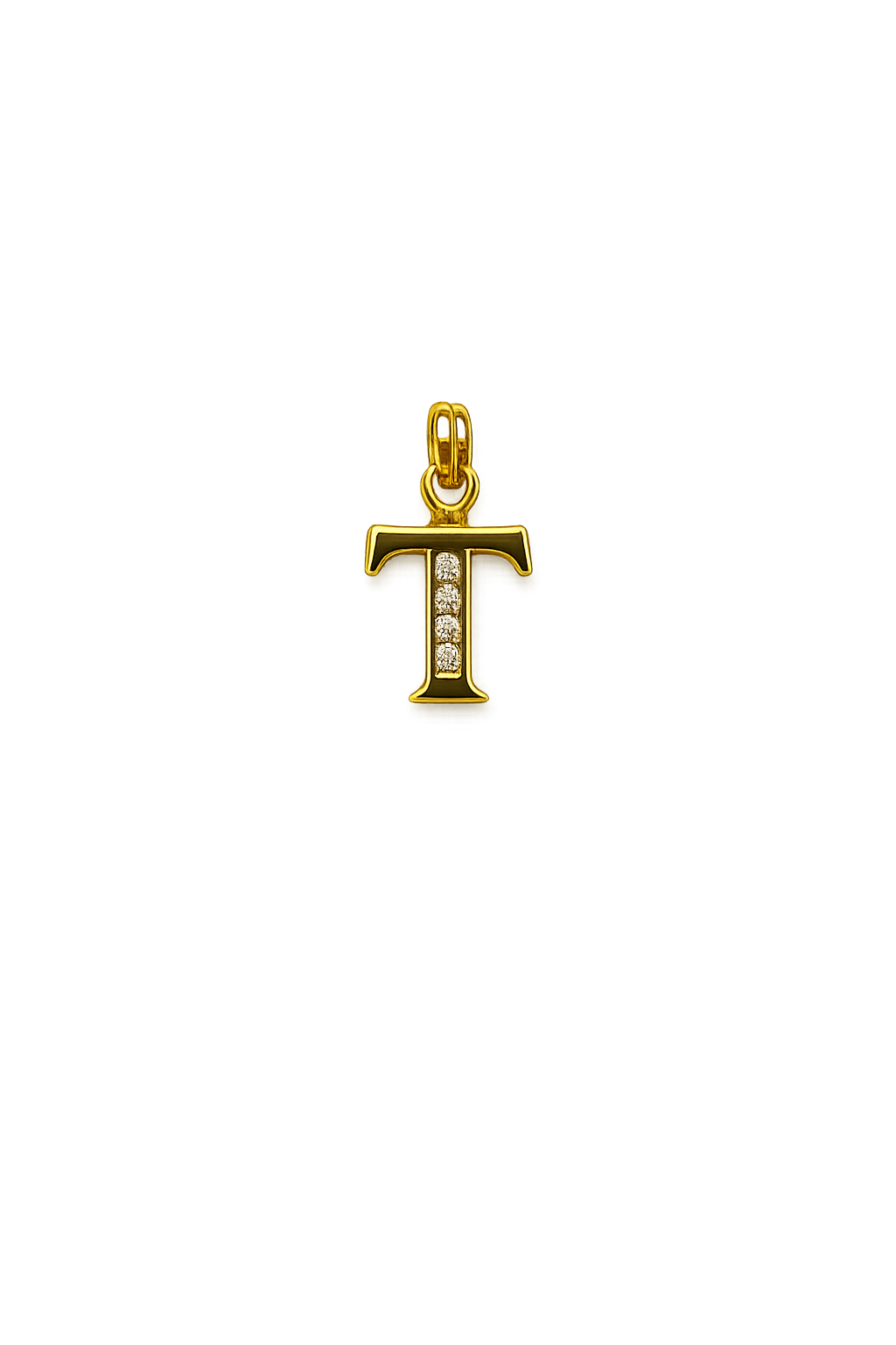 Letter T Pendant in Gold Finish