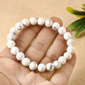 Natural Howlite Gemstone Beaded Bracelet With Certificate For Calm, Stress Relief