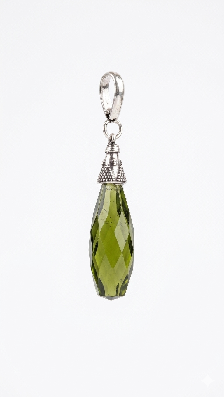 Green Faceted Teardrop Pendant
