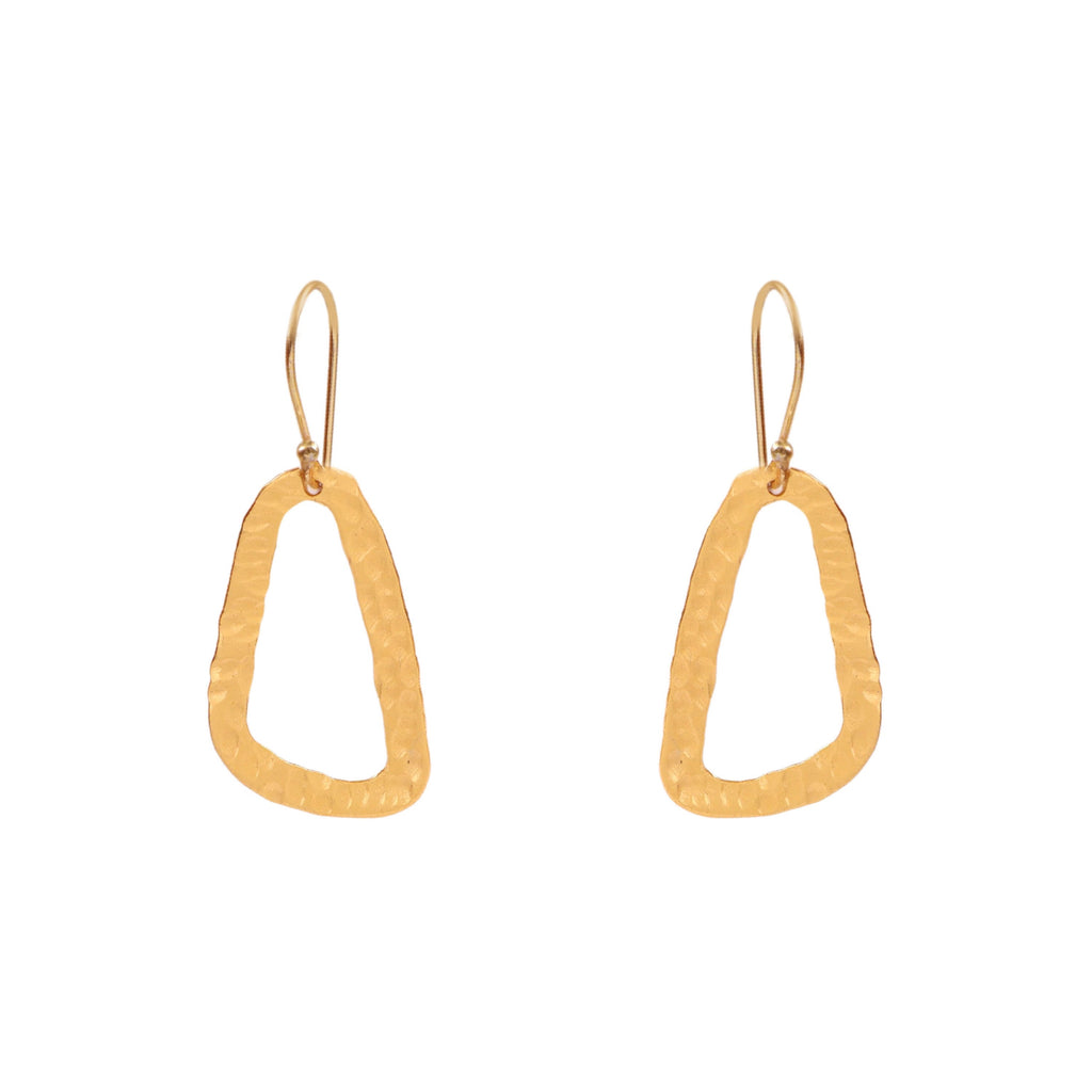 Minimalist Hammered Gold Geometric Drop Earrings
