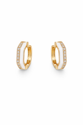 Gold White Hoop Earrings, Minimalist Huggie Earrings