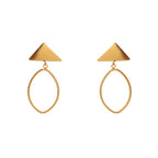 Matte Gold Triangle Stud with Twisted Oval Hoop Earrings