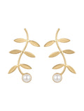 Gold Leaf Pearl Drop Earrings