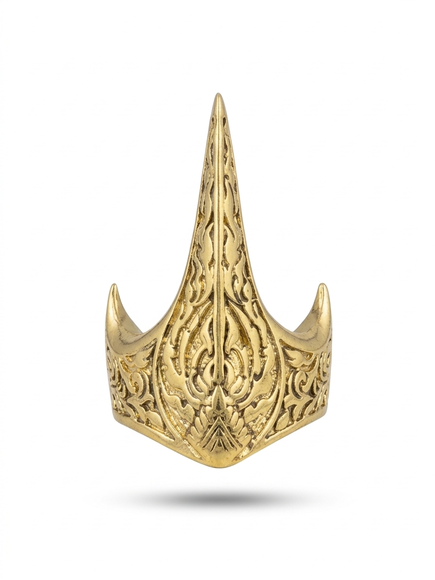 Regal Spike Engraved Statement Ring