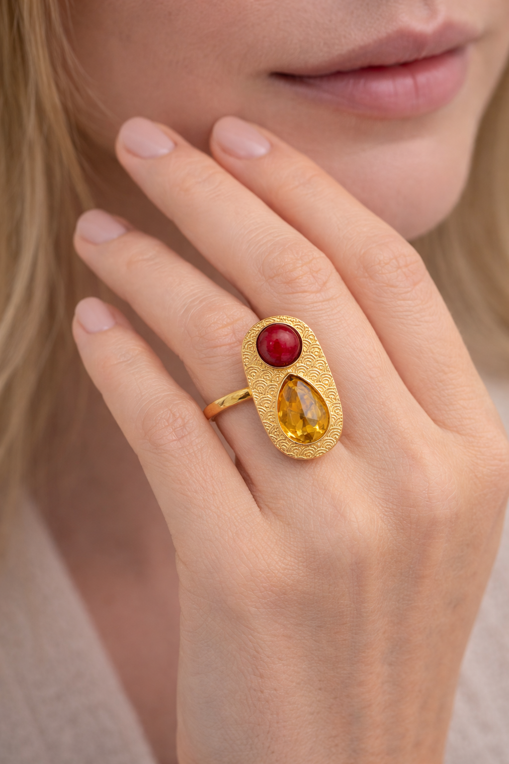 Citrine & Coral Style Bold Jewelry