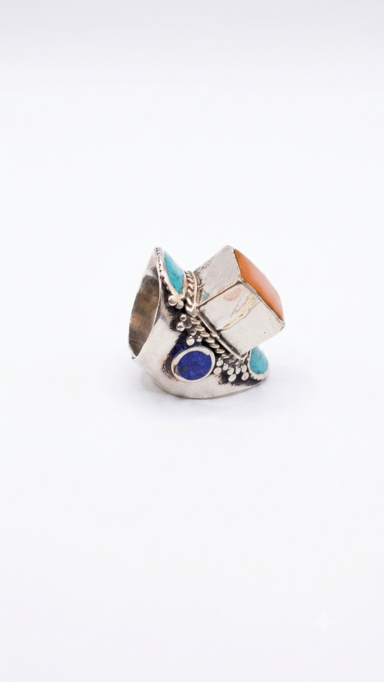 Vintage Jasper Statement Ring | Handmade Tibetan Silver Ring