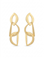 Abstract Interlocking Geometric Gold Drop Earrings