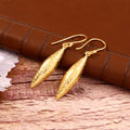 Gold Textured Leaf Drop Earrings