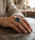Vintage Lapis Lazuli Statement Ring | Handmade Tibetan Silver Ring
