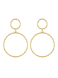 Double Hoop Textured Gold Statement Earrings