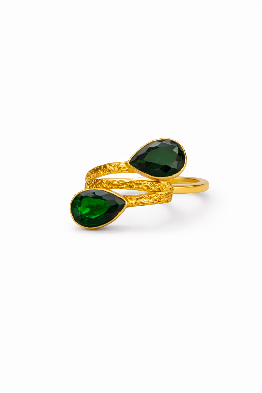 Green Gemstone Open Adjustable Ring