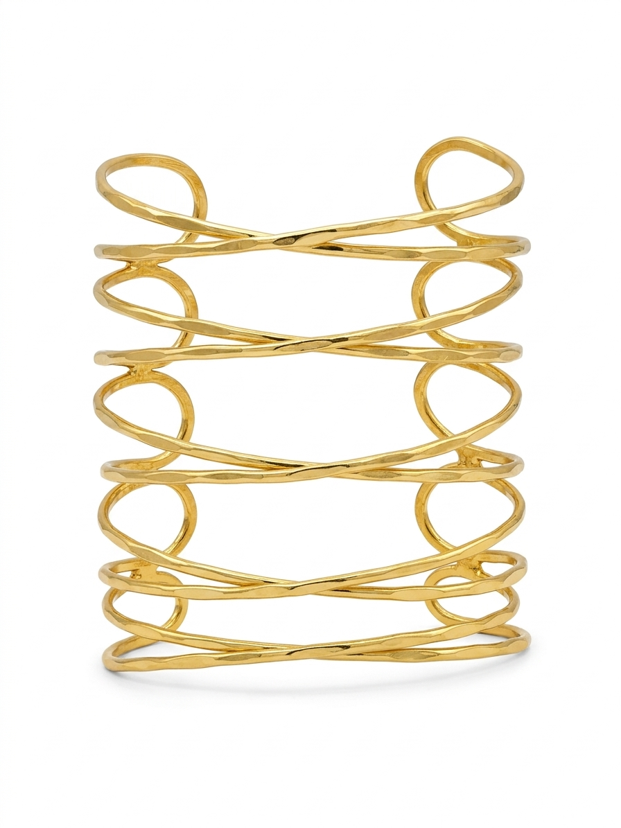 Elegant Multi-Layer Gold Twist Cuff Bracelet