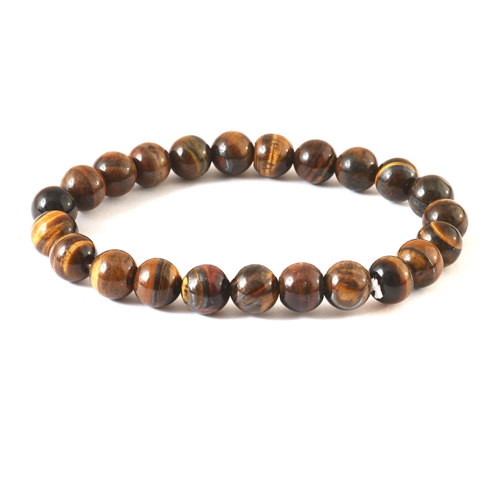 Natural Tiger Eye Gemstone Beads Bracelet Protection of Evil Energy