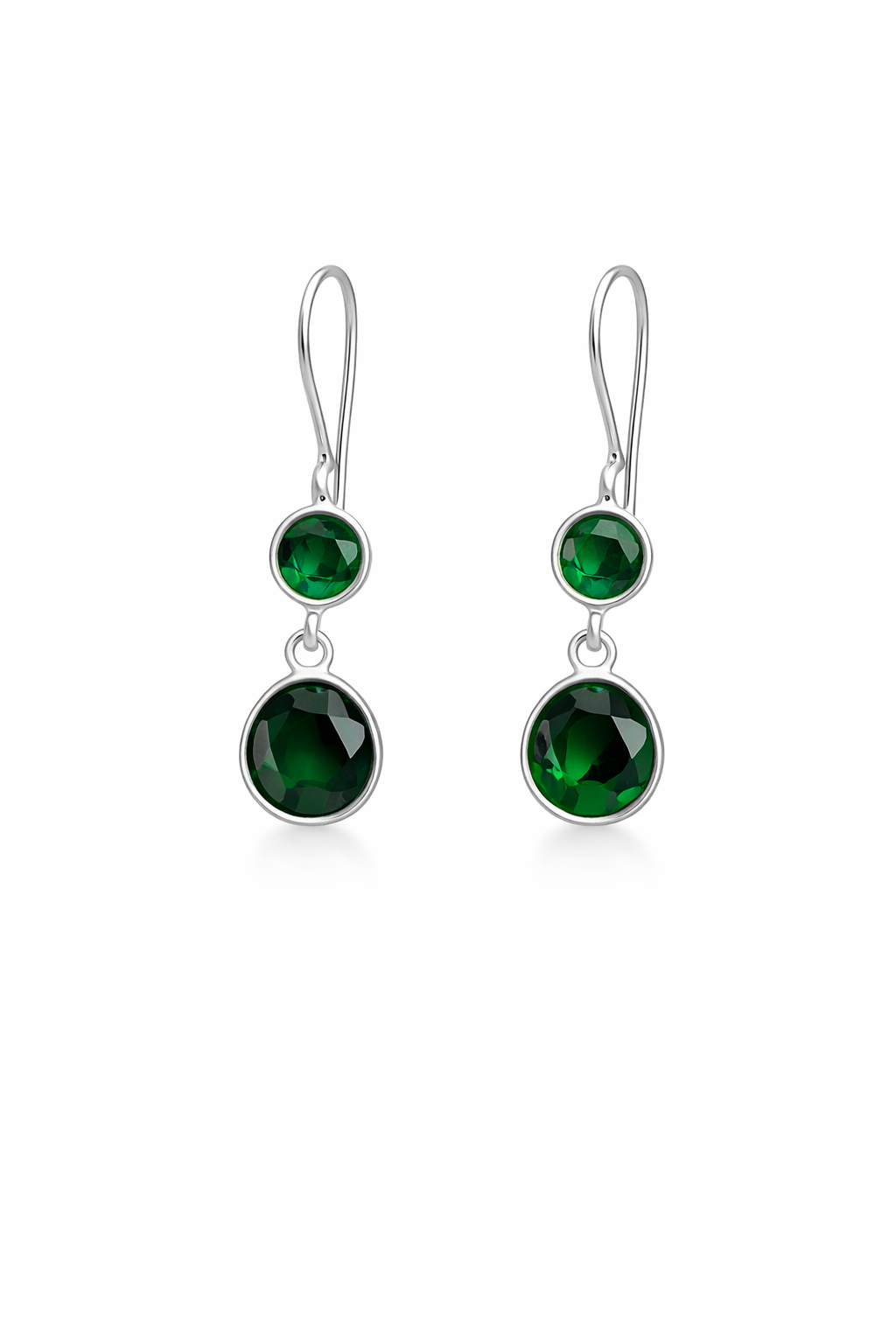 Emerald Green Double Drop Crystal Earrings