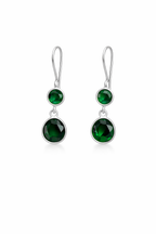 Emerald Green Double Drop Crystal Earrings
