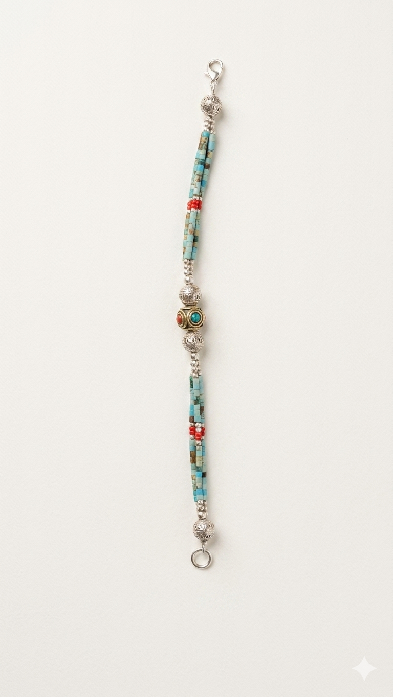 Bohemian Turquoise Beaded Bracelet Tibetan Style