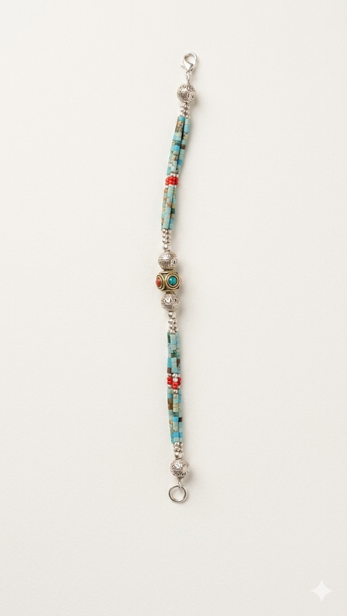 Bohemian Turquoise Beaded Bracelet Tibetan Style