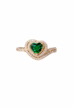 Emerald Heart Ring in Rose Gold