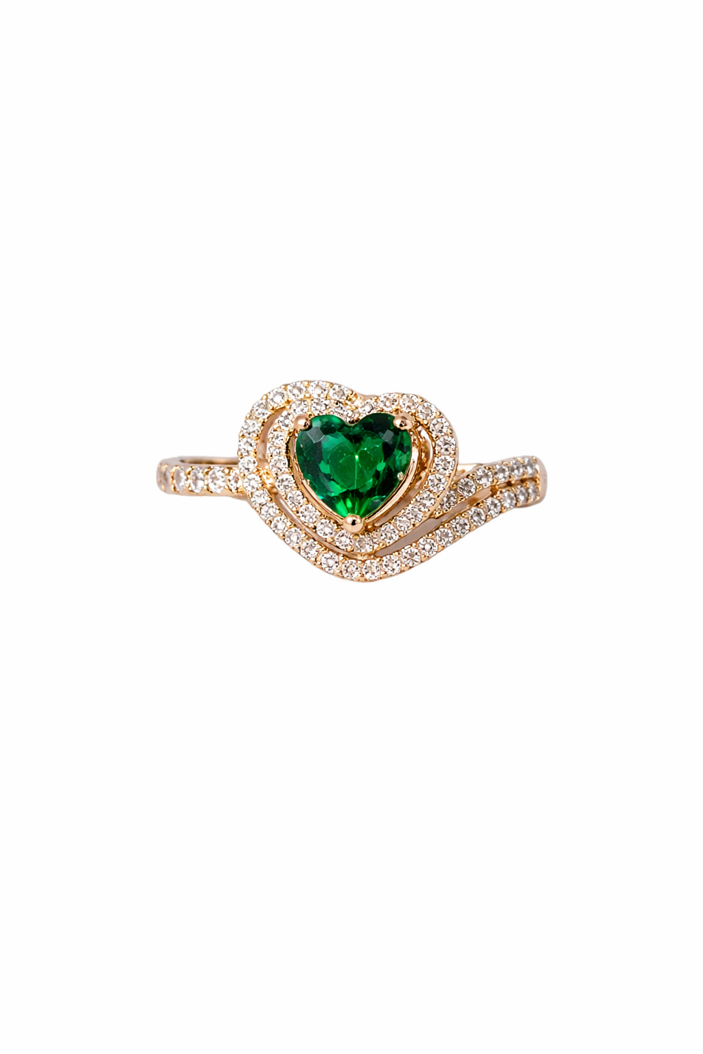 Emerald Heart Ring in Rose Gold
