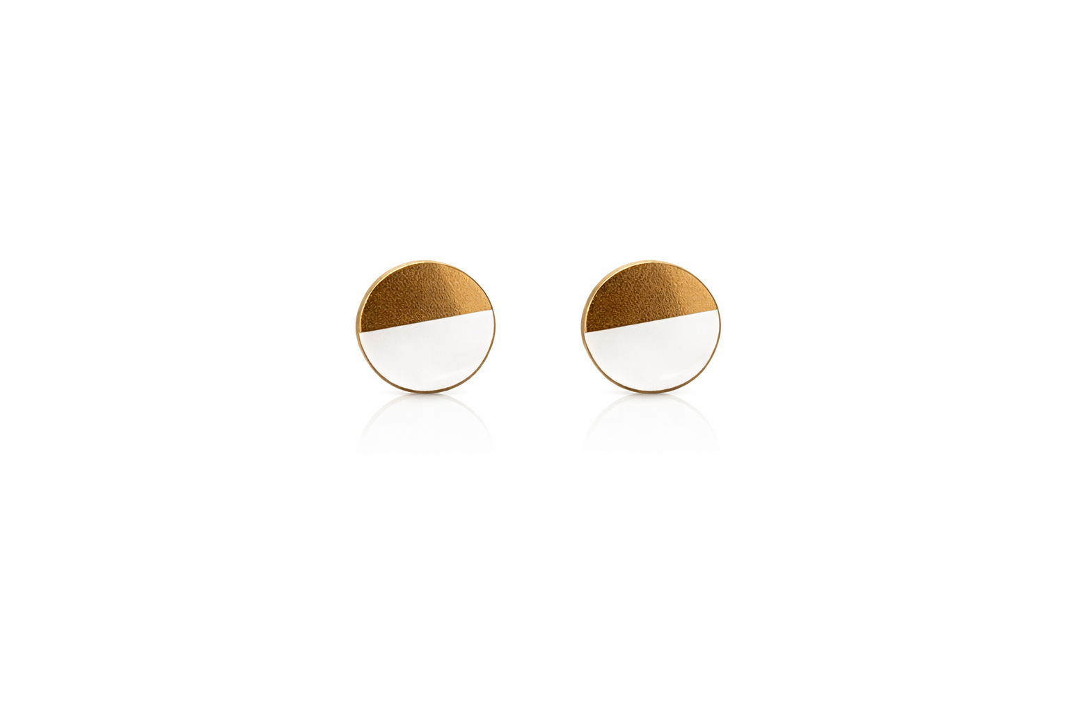 Minimalist Dual-Tone Round Stud Earrings