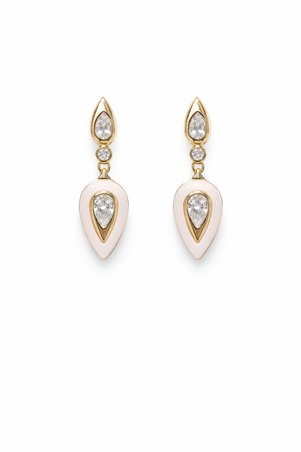 Pink Teardrop Earrings, Gold Dangle Earrings