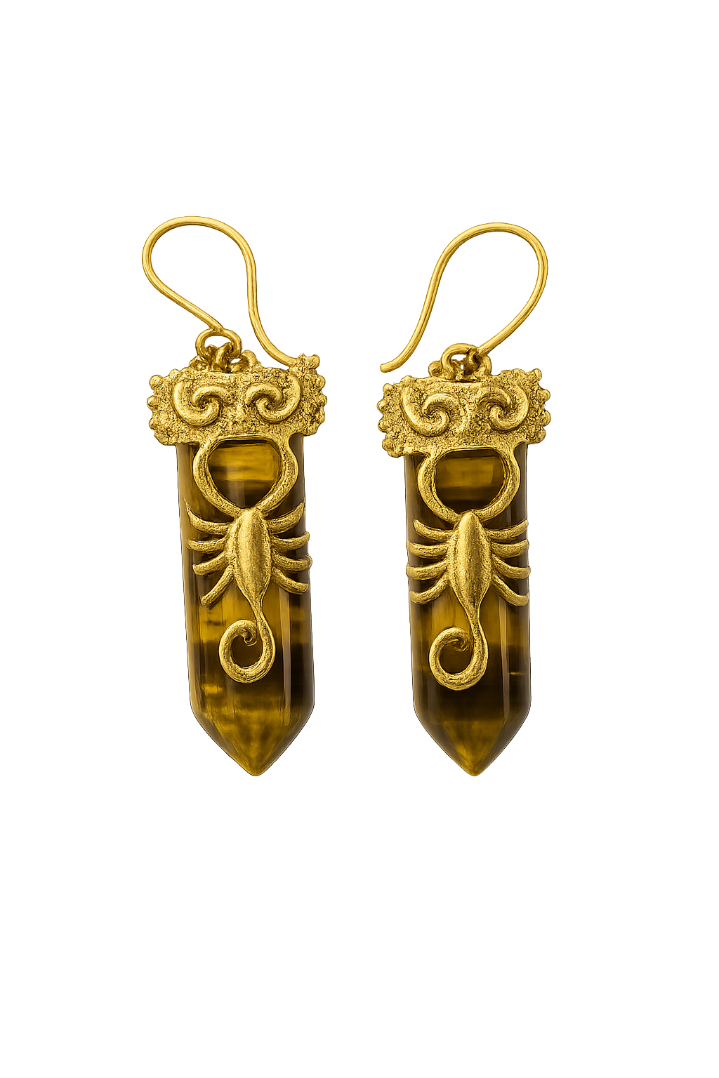 Tiger Eye Scorpion Crystal Earrings