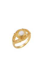 Elegant Gold Filigree Pearl Ring
