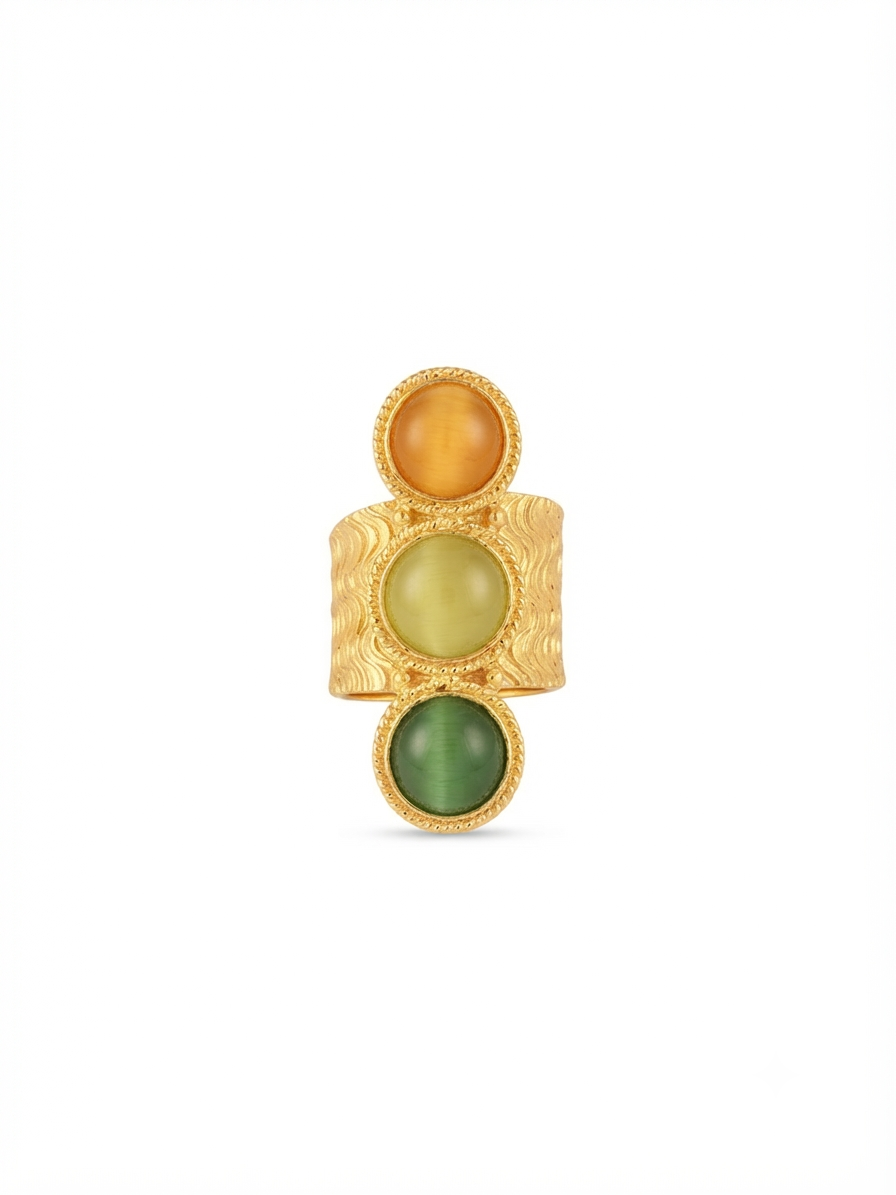 Multicolor Cat’s Eye Statement Ring in 18K Gold Vermeil