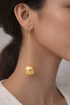 Golden Sphere Drop Statement Earrings