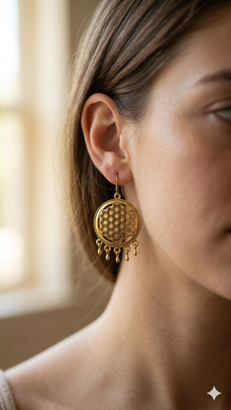 Flower of Life Earrings | Sacred Geometry Dangle Earrings