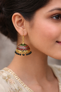 Red Green Meenakari Jhumka Earrings