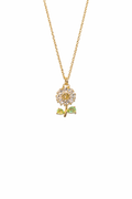 Gold Flower Pendant Necklace | Crystal Daisy
