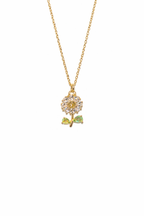 Gold Flower Pendant Necklace | Crystal Daisy