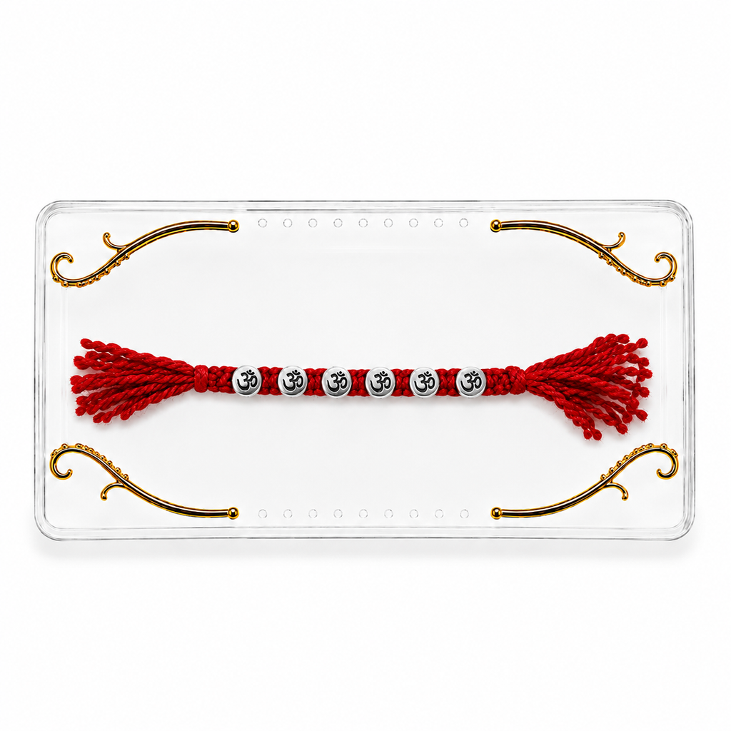6 Om Silver Plated Rakhi for Brother