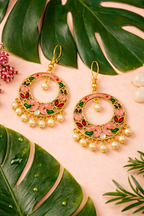 Multicolor Enamel Pearl Drop Earrings