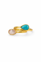 Dual Stone Turquoise & Rose Quartz Adjustable Ring