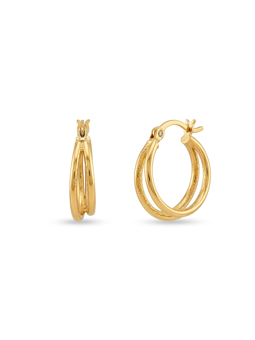 Minimalist Double Hoop Gold Earrings