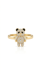 Cute Teddy Bear Ring in Gold Finish