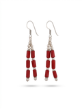 Handmade Red Coral Bead Dangle Earrings