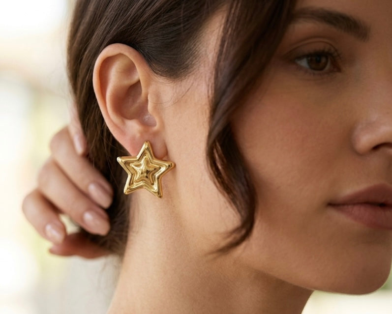 Gold Plated Star Stud Earrings