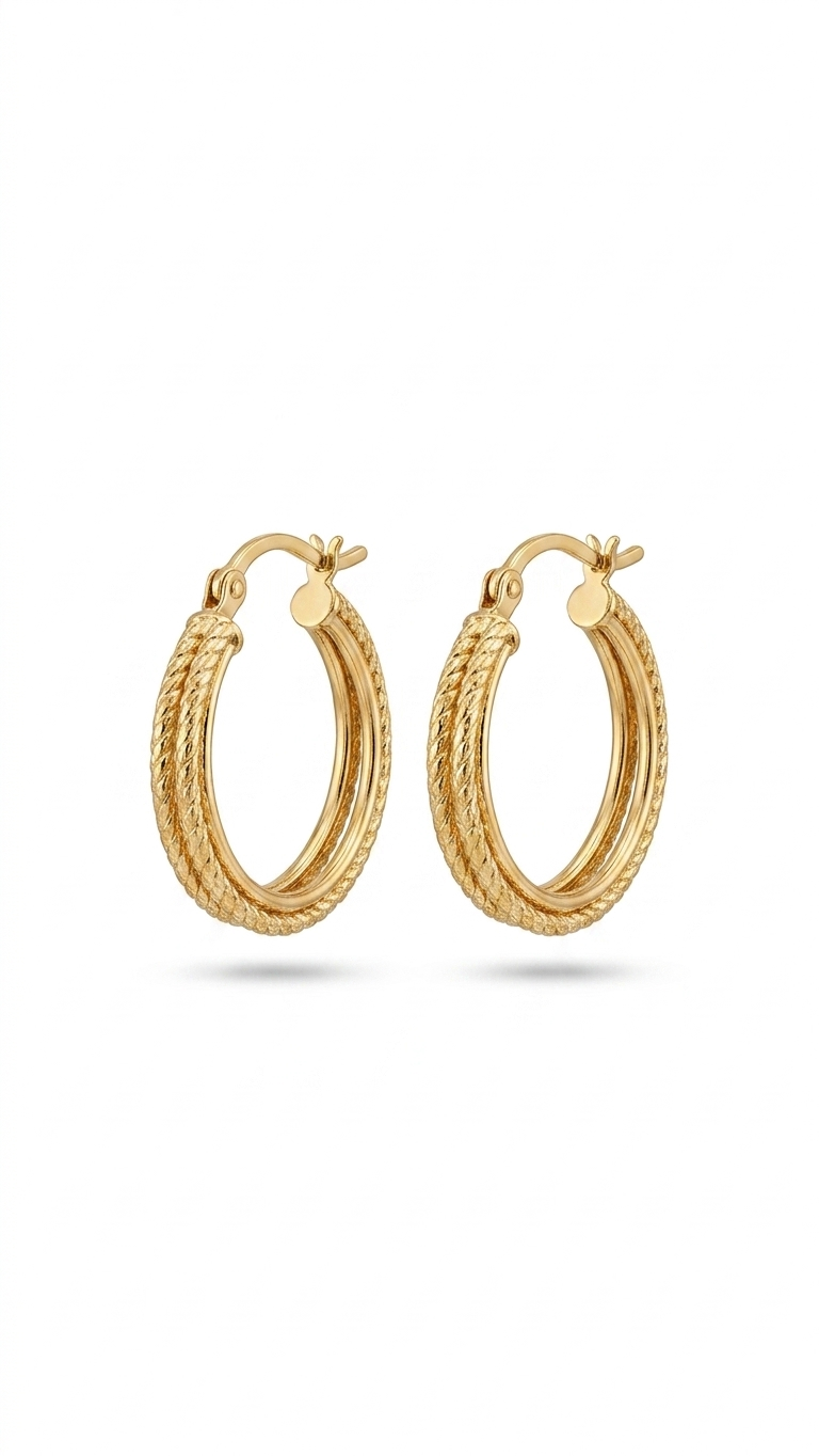 Textured Gold Hoop Earrings