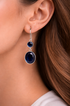 Midnight Blue Double Drop Crystal Earrings
