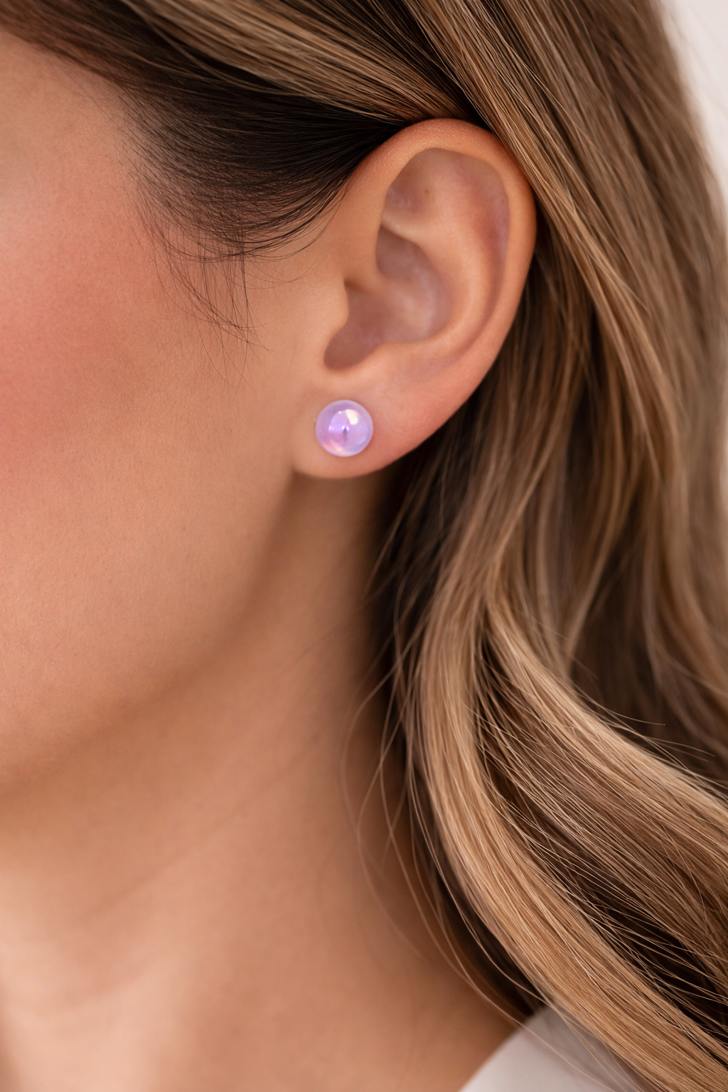 Purple Holographic Ball Earrings