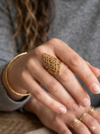 Geometric Lace Statement Ring