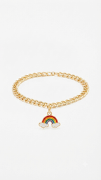 Rainbow Charm Bracelet, Gold Chain Bracelet