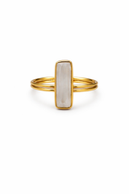 White Stone Bar Gold Ring