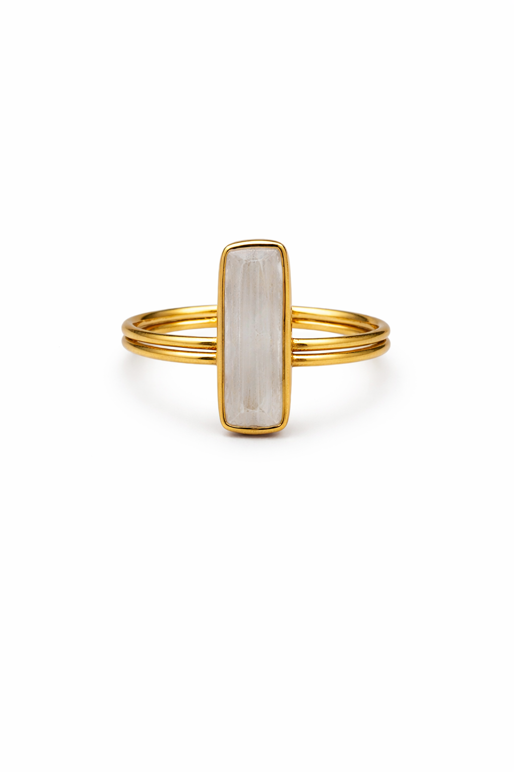 White Stone Bar Gold Ring