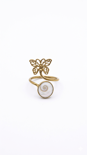 Gold Butterfly Shiva Eye Shell Ring