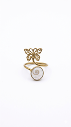 Gold Butterfly Shiva Eye Shell Ring