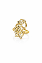 Golden Pavé Leaf Statement Ring